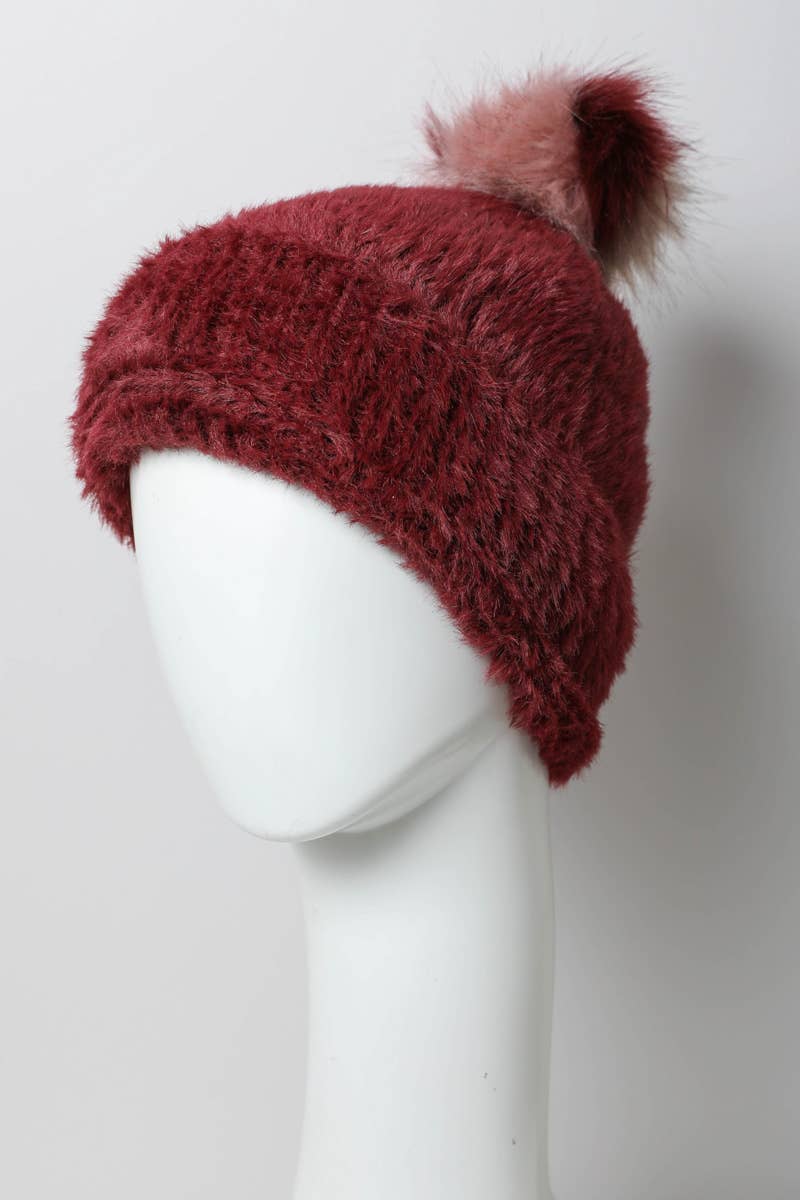 Faux Mohair Knit Beanie