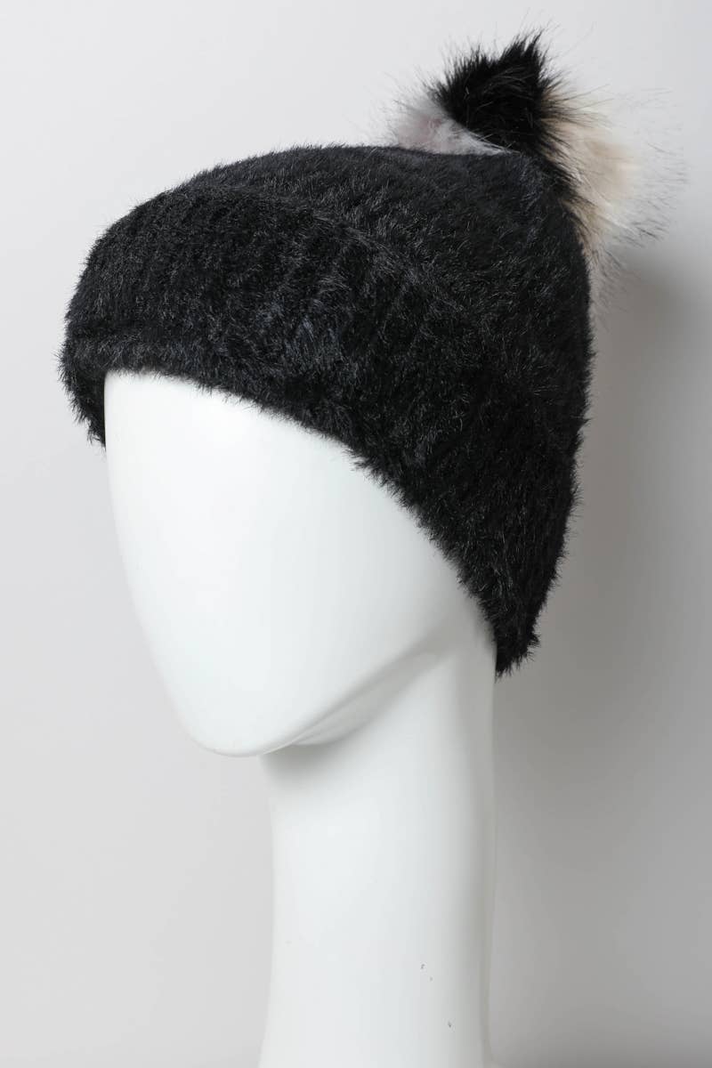 Faux Mohair Knit Beanie