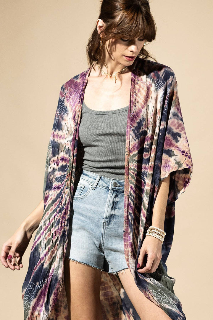 Midnight Moss Tie-Dye Kimono