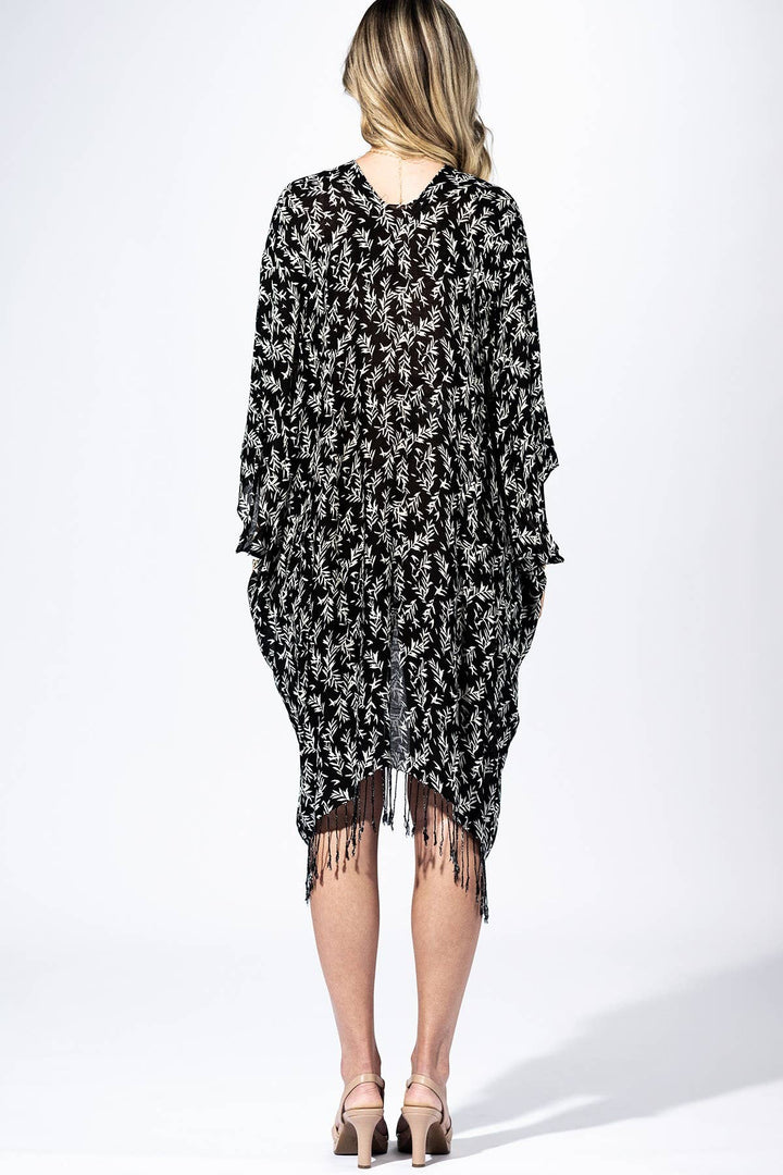Noir Vine Fringe Kimono