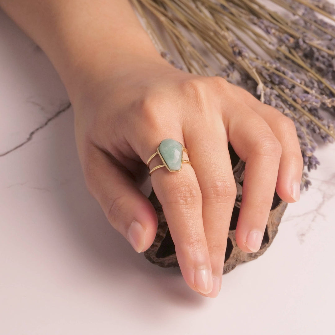 Brass Amazonite Ring