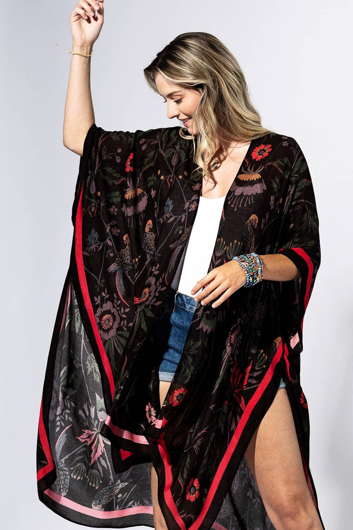 Black Flower Kimono