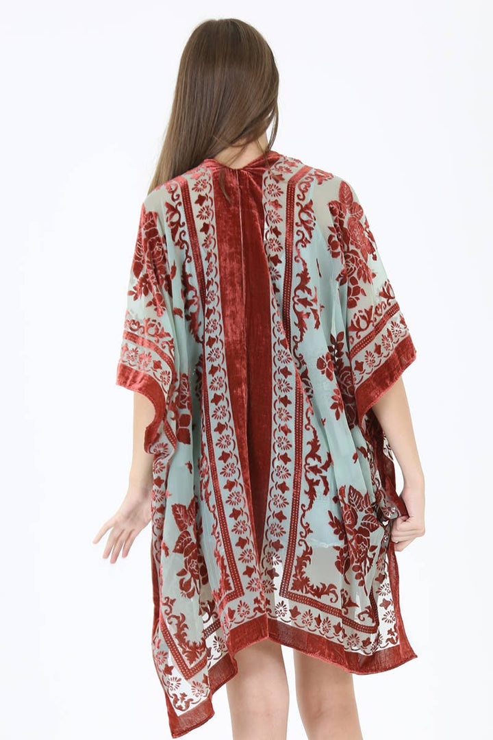 Burnout Velvet Kimono