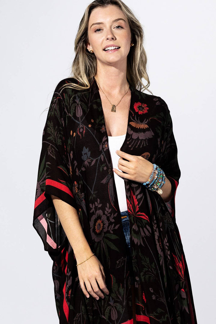 Black Flower Kimono