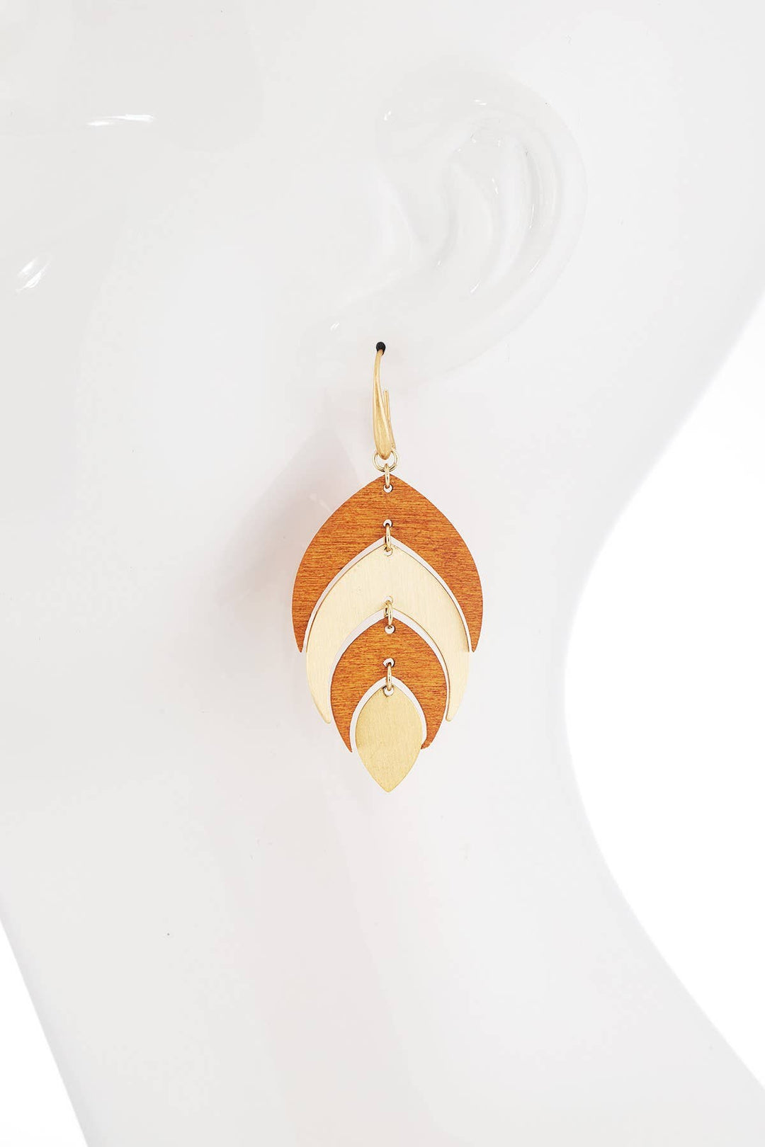 Wood And Steel Leaf Earring