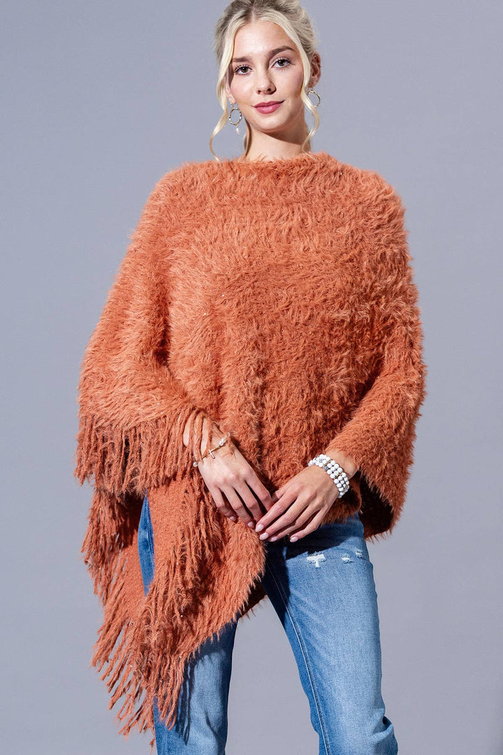 Shaggy Fringed Poncho