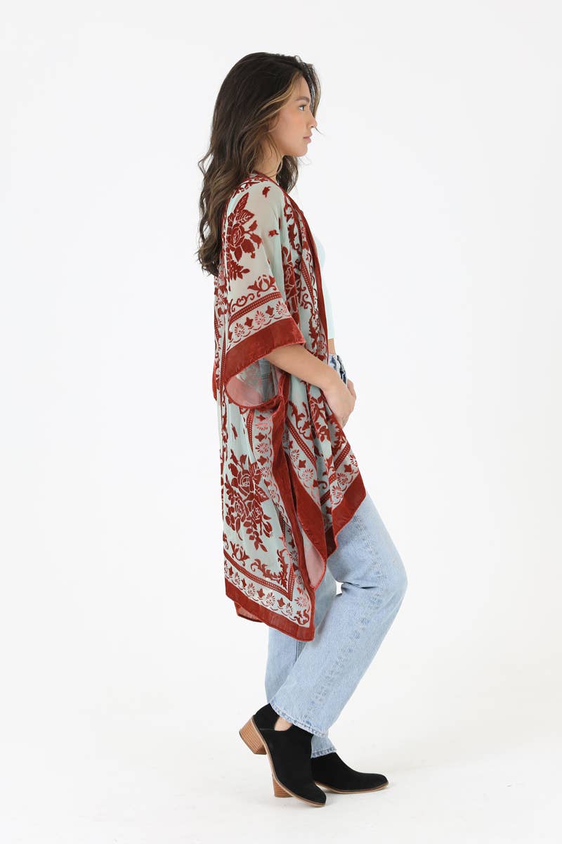 Burnout Velvet Kimono