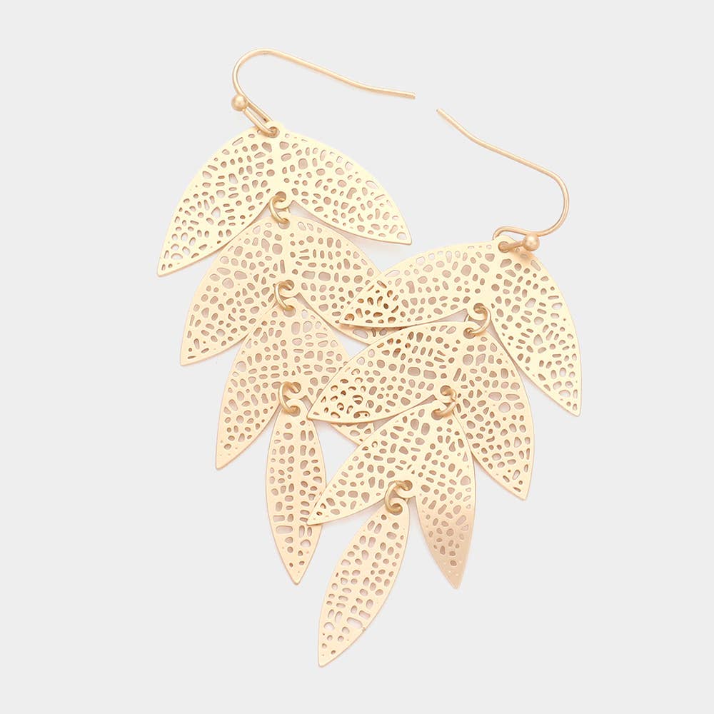 Filigree Metal Leaf Earrings