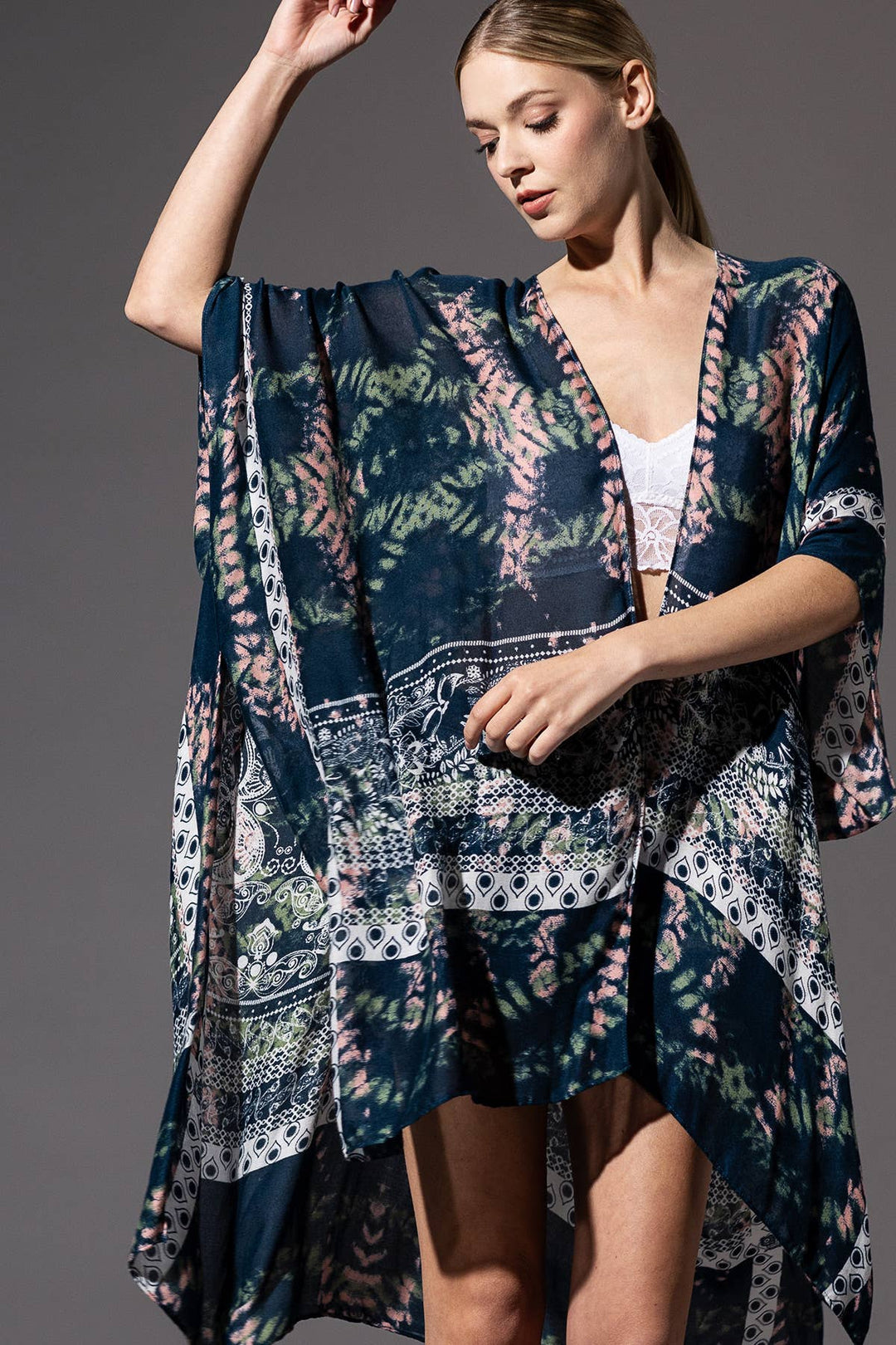 Tie-Dye Geometric Kimono