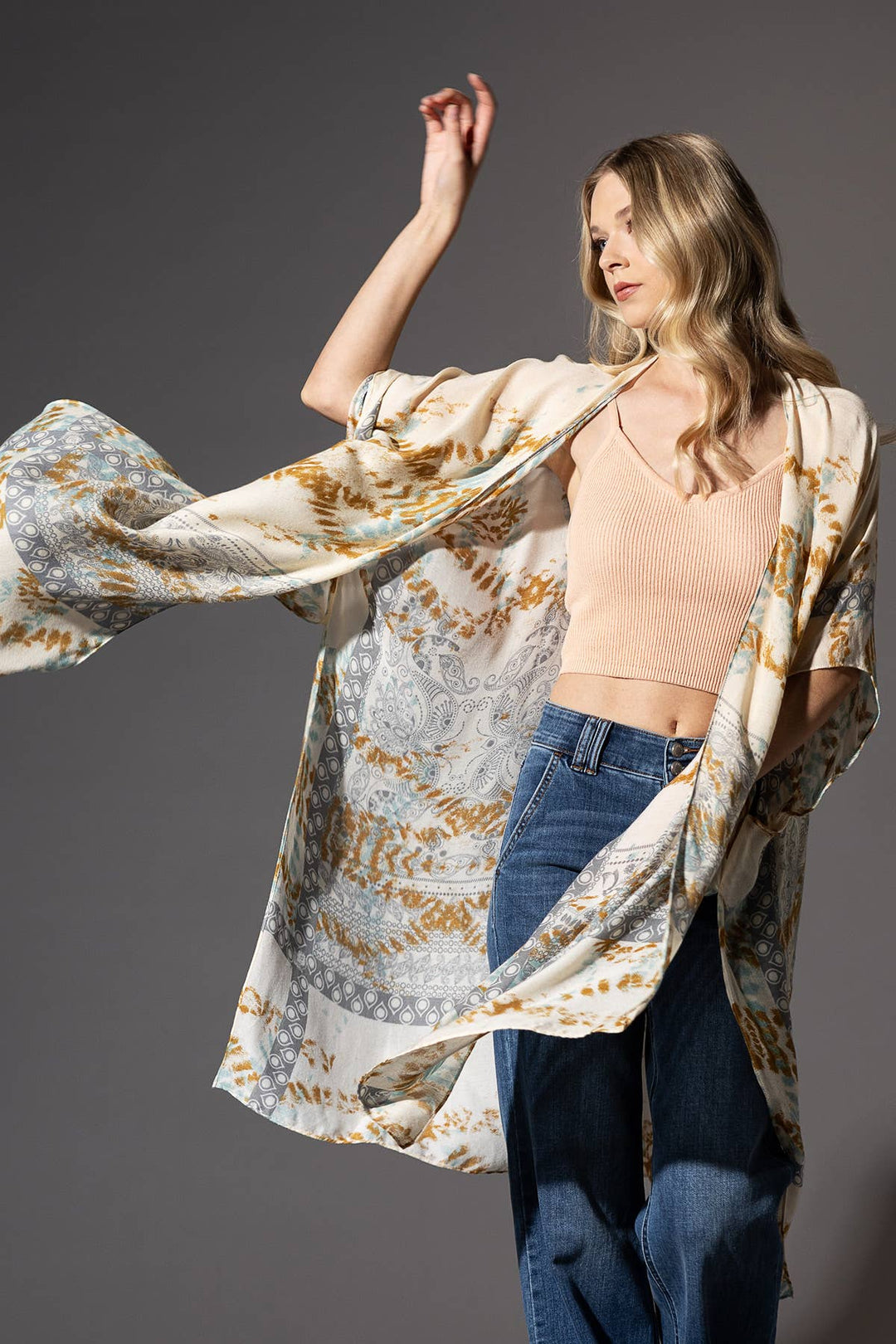 Tie-Dye Geometric Kimono