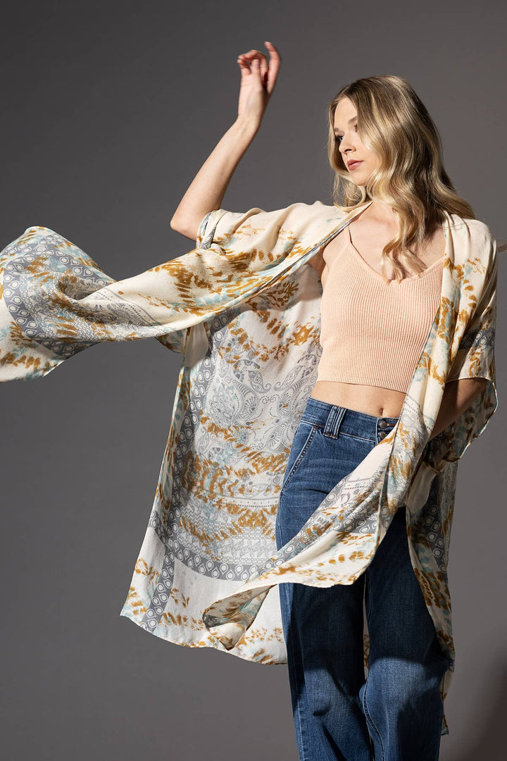 Tie-Dye Geometric Kimono