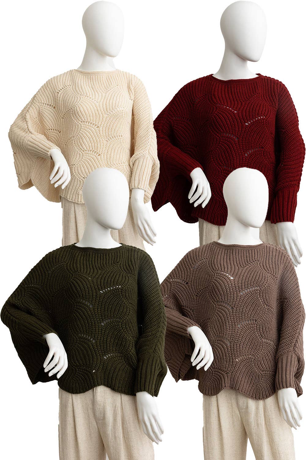 Ribbed Knit Poncho w/ Sleeves