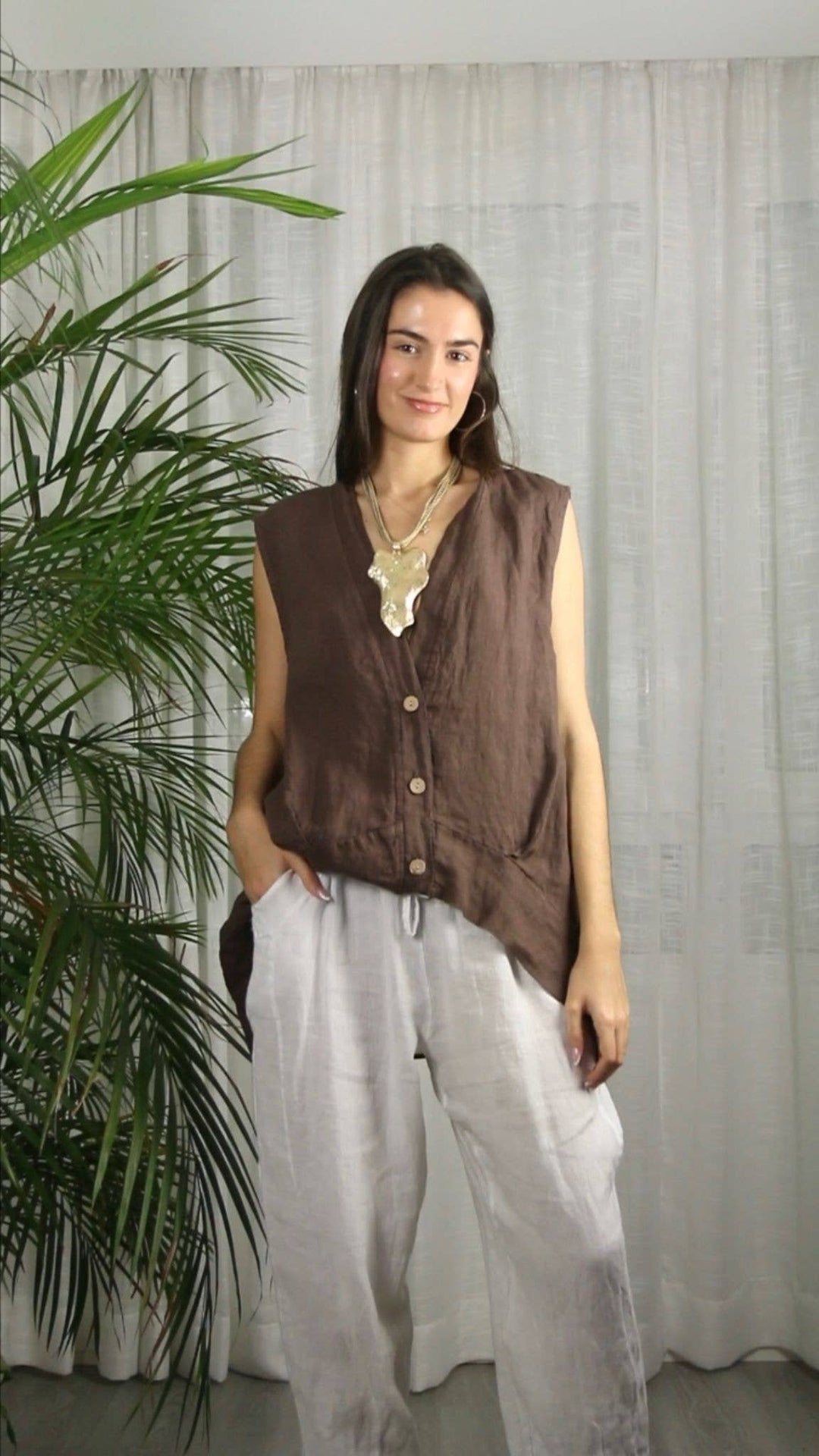 Sleeveless Linen Blouse