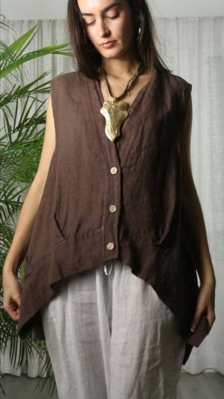 Sleeveless Linen Blouse