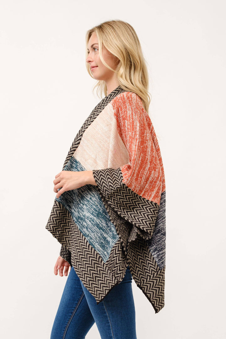 Elin Contrast Ruana Cardigan