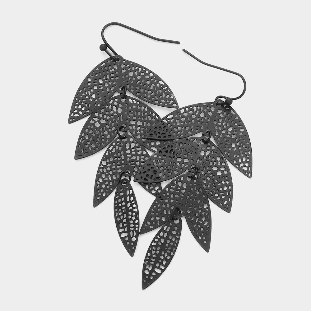 Filigree Metal Leaf Earrings