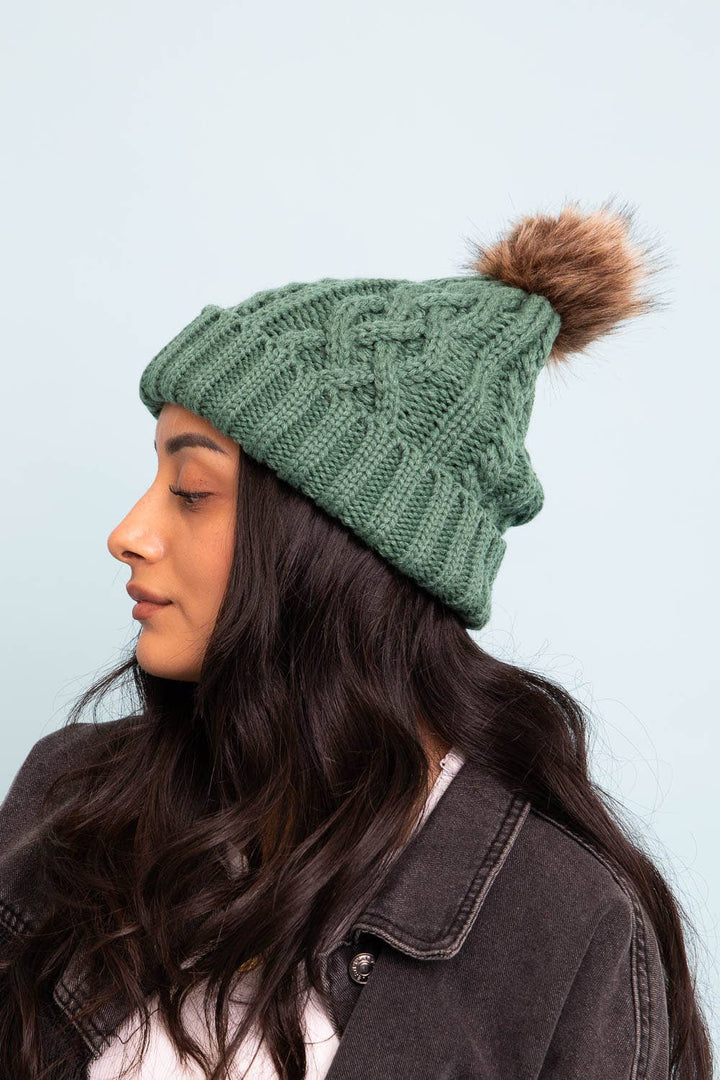 Fur Pom Knit Beanie