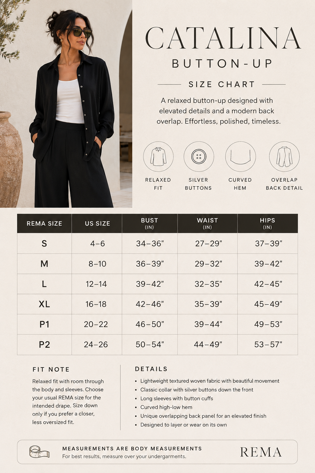Catalina Women's Button-Up Shirt – Black