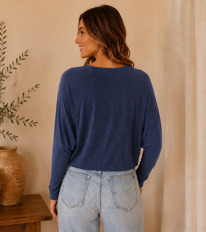 Long sleeve Raglan Casual Top – Blueberry