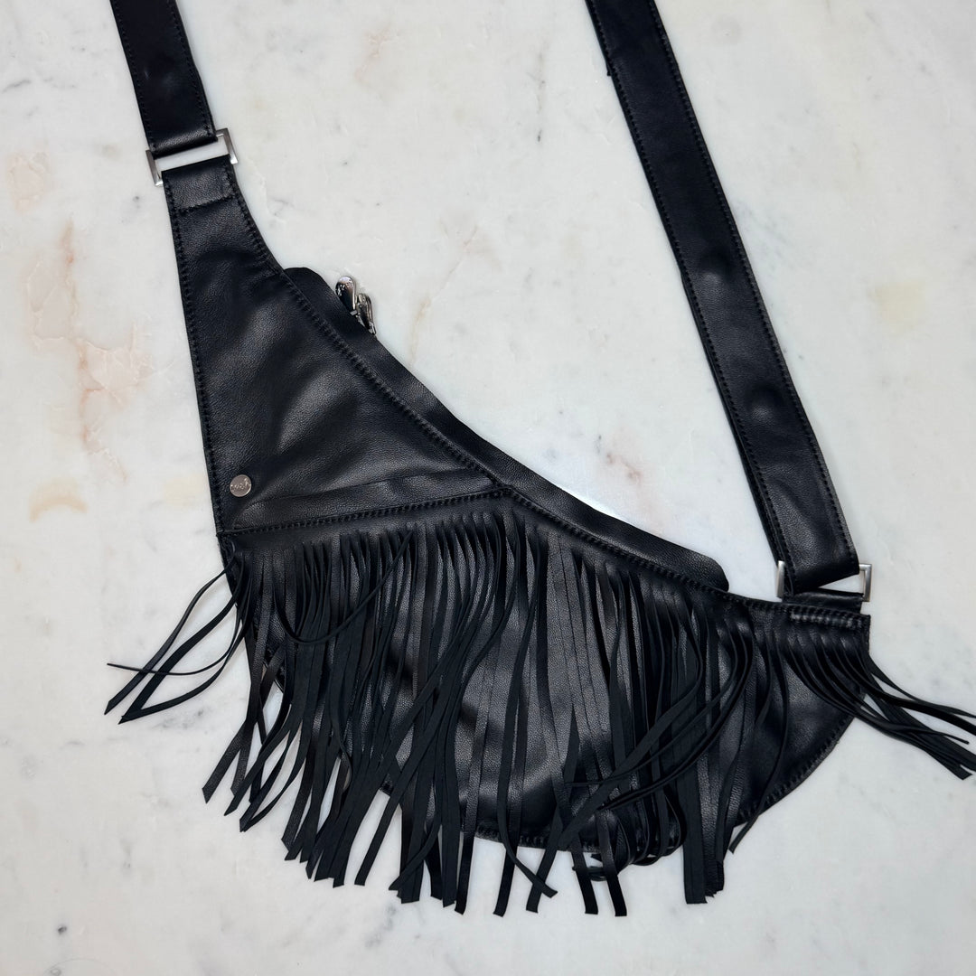 Black Leather Half Sash Bag