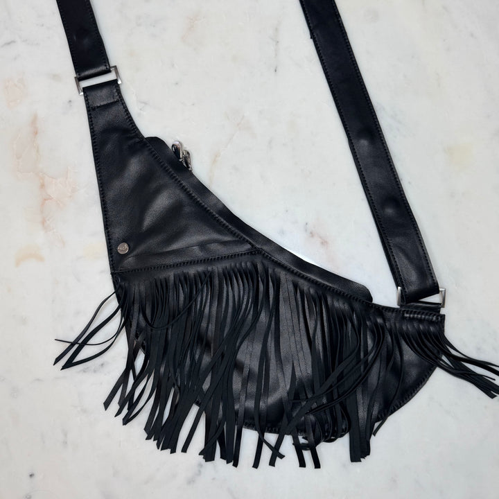 Black Leather Half Sash Bag