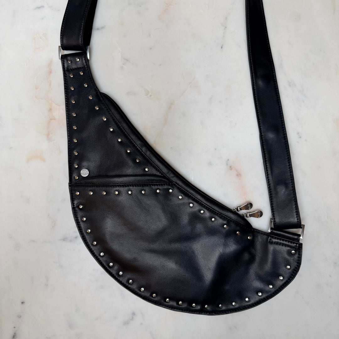 Black Leather Half Sash Bag