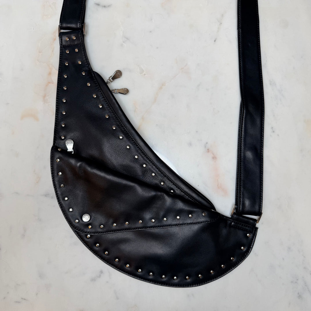 Black Leather Half Sash Bag