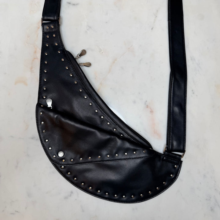 Black Leather Half Sash Bag
