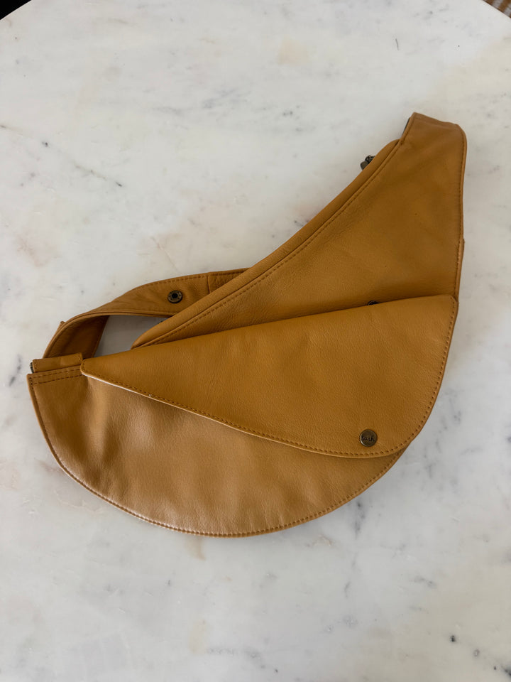 Mustard Leather Half Sash Bag