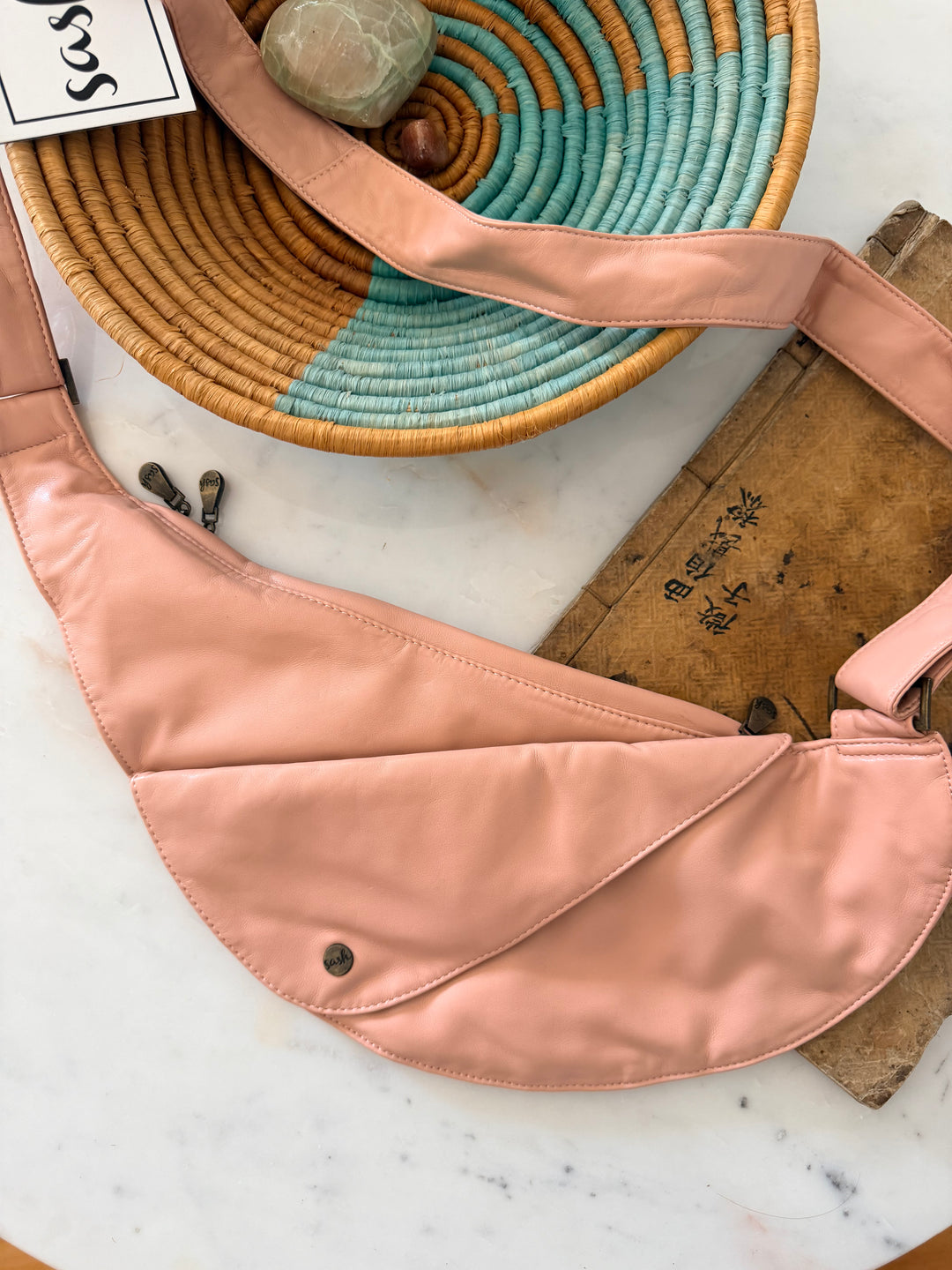 Ballet Pink Faux Leather Half- Left Hip