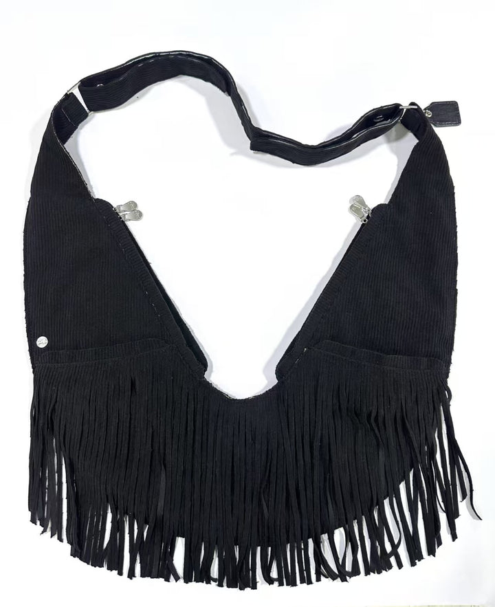 Black Fog Corduroy Fringe Sash Bag