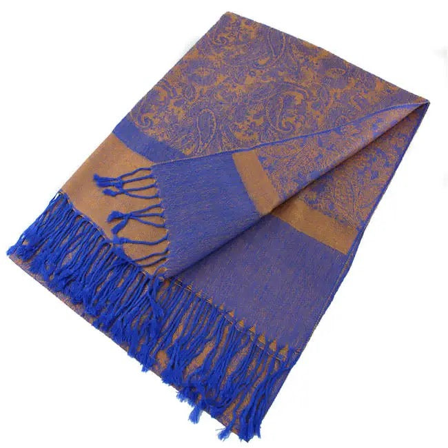 Blue/Bronze Paisley Scarf Shawl