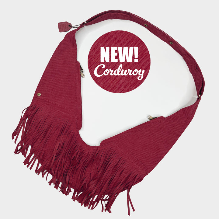Mulled Wine Corduroy Fringe Sash Bag