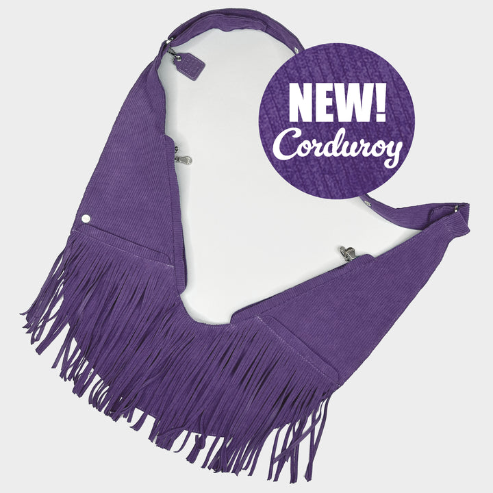 Purple Haze Corduroy Fringe Sash Bag