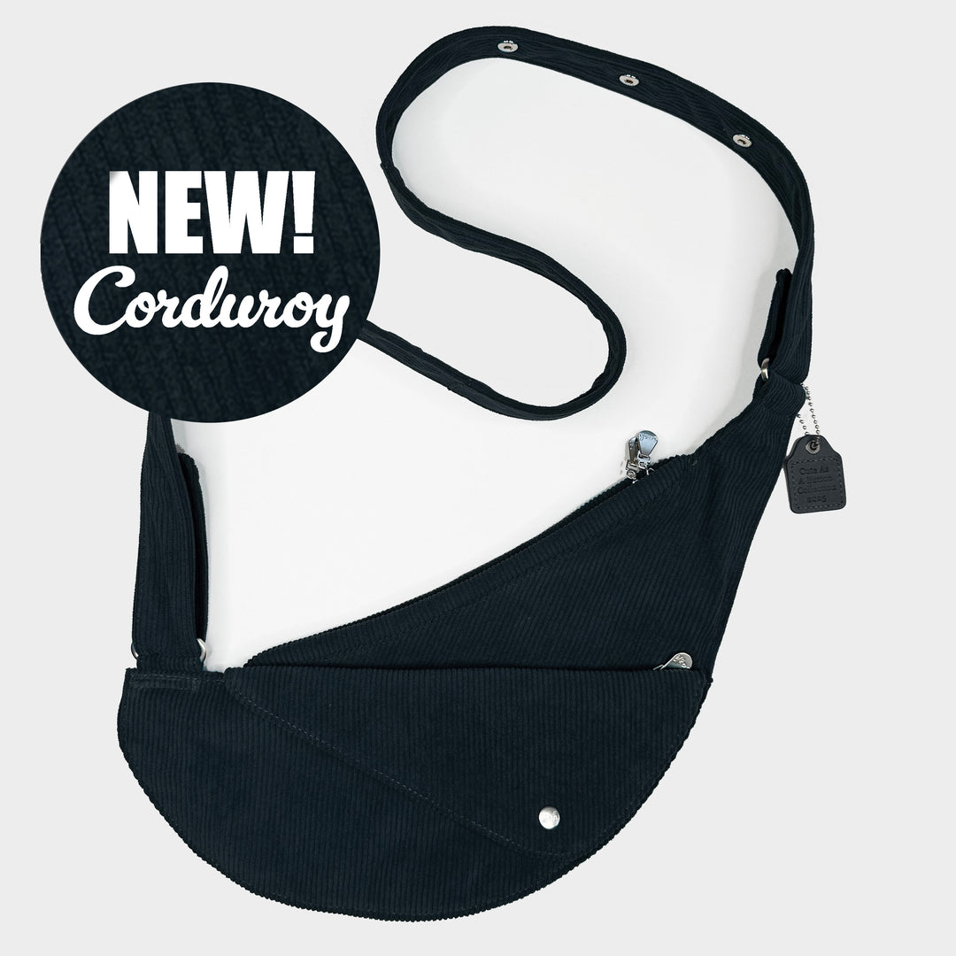 Black Fog Corduroy Half Sash Bag