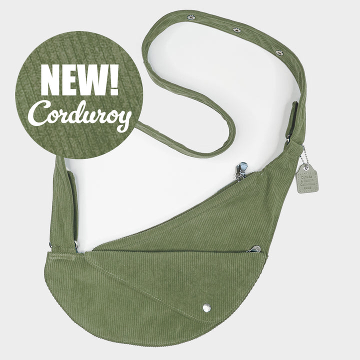 Smoky Sage Corduroy Half Sash Bag