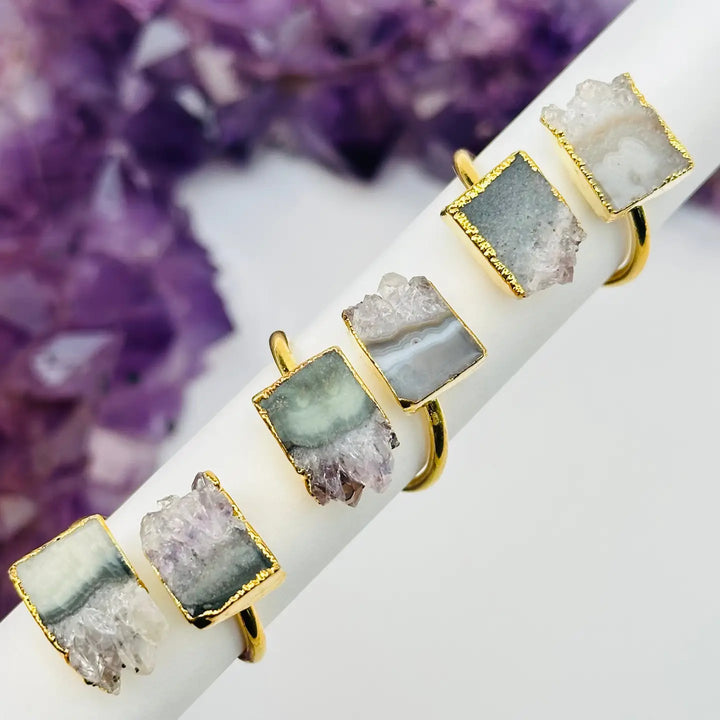 Crystal Ring Amethyst Double Slice