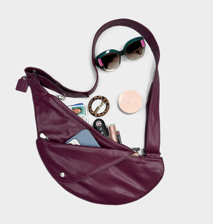Power Berry Faux Leather Half Sash Bag