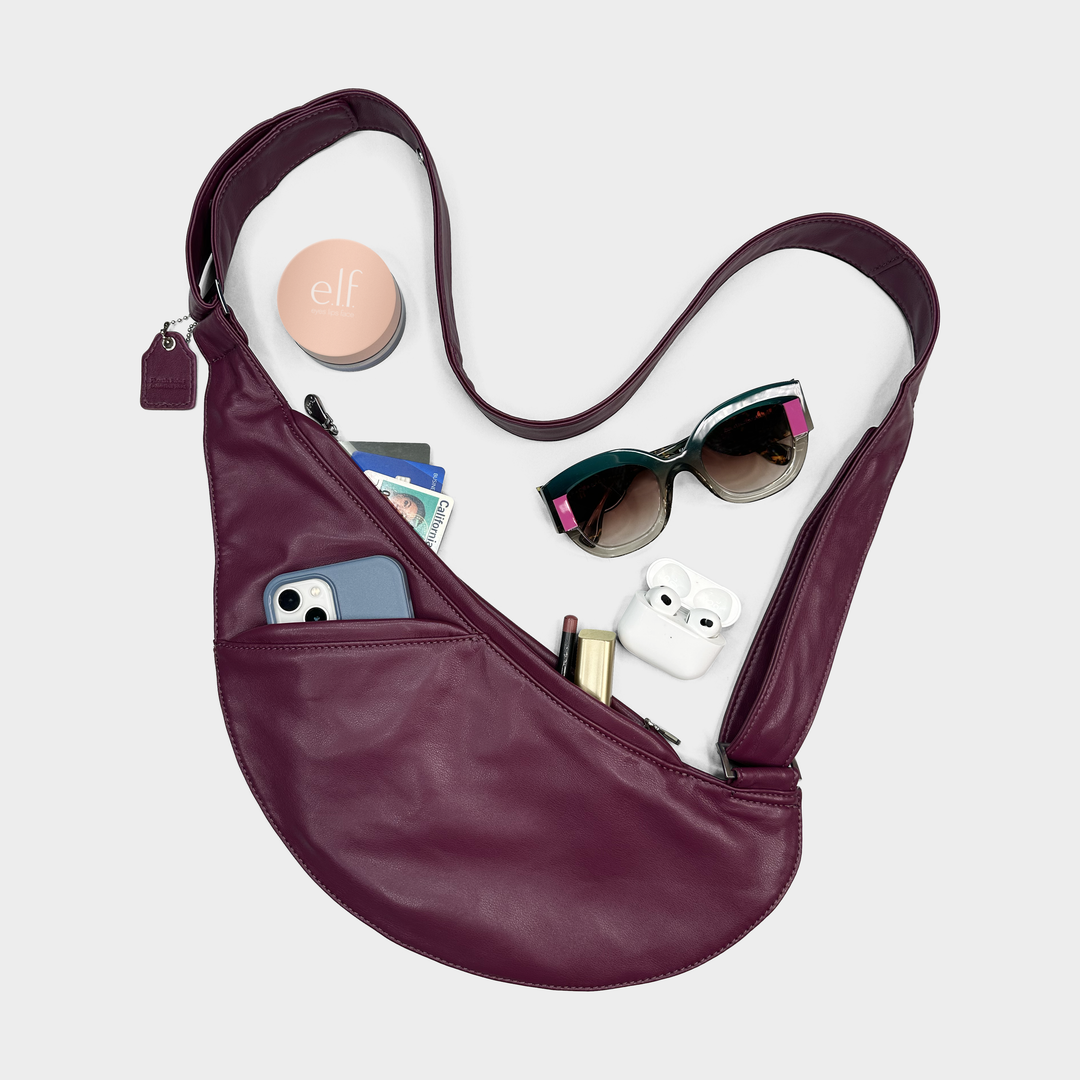 Power Berry Faux Leather Half Sash Bag