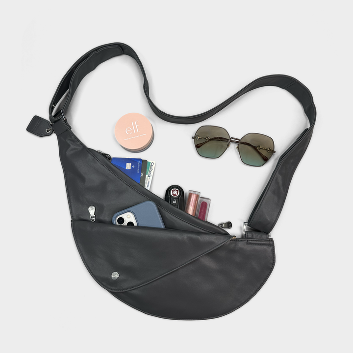 Vibranium Faux Leather Half Sash Bag