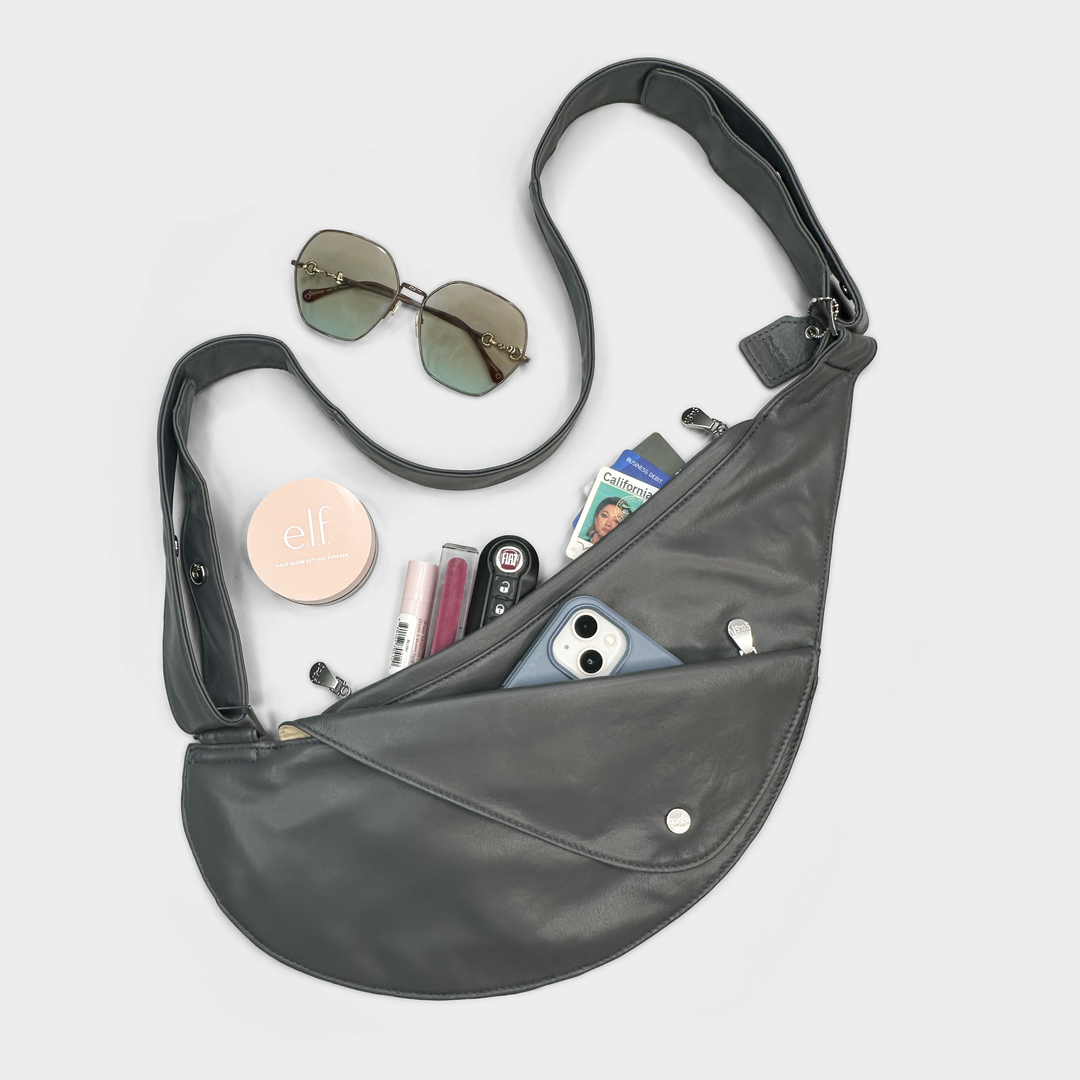 Vibranium Faux Leather Half Sash Bag