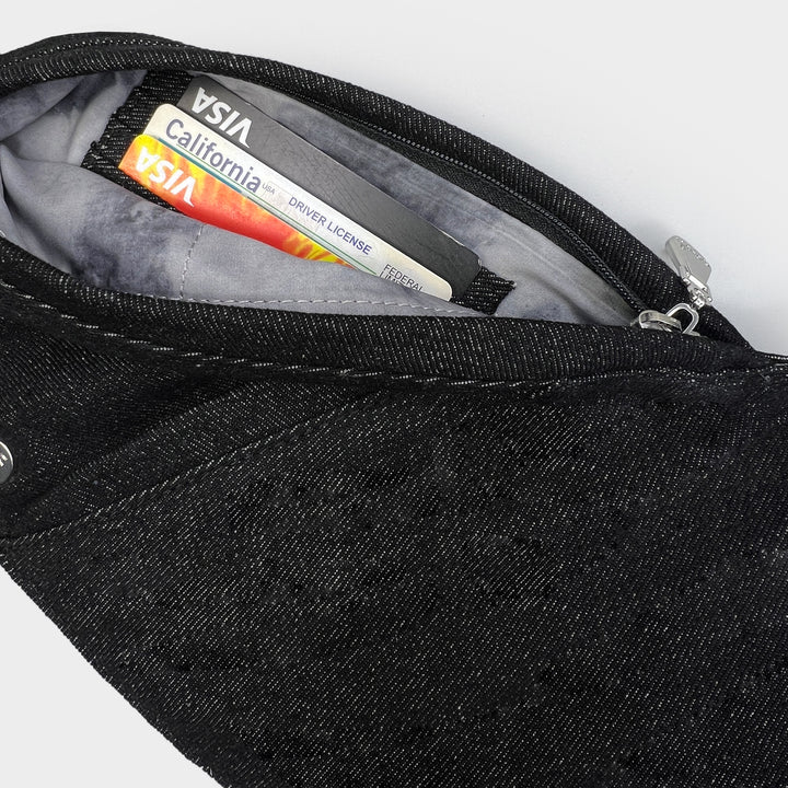 Black Denim Sash Bag