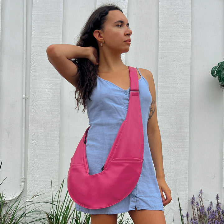 Star Pink Faux Leather Sash Bag