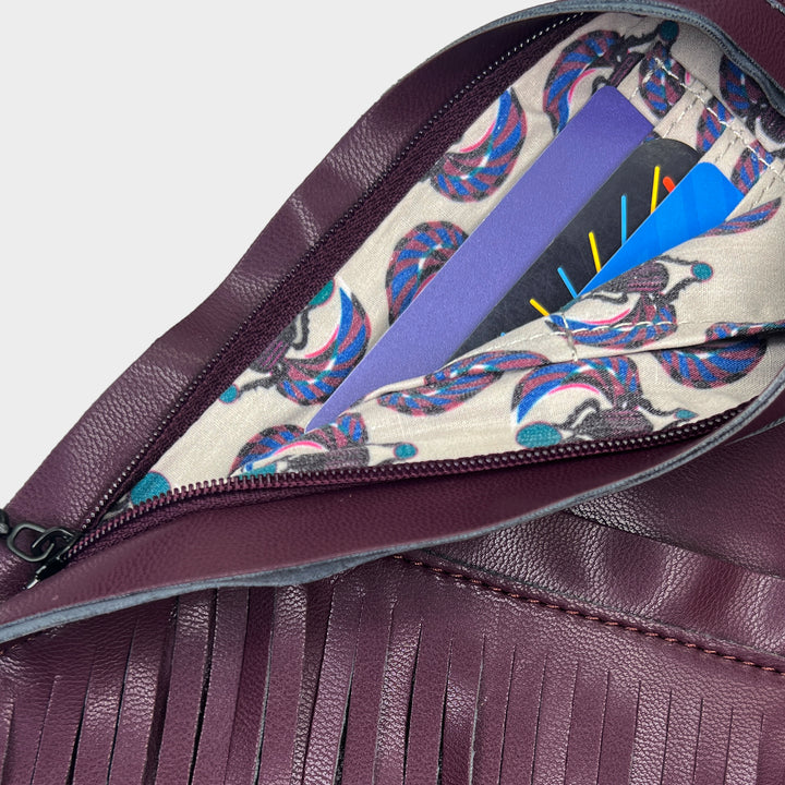 Fig Faux Leather Fringe Sash Bag