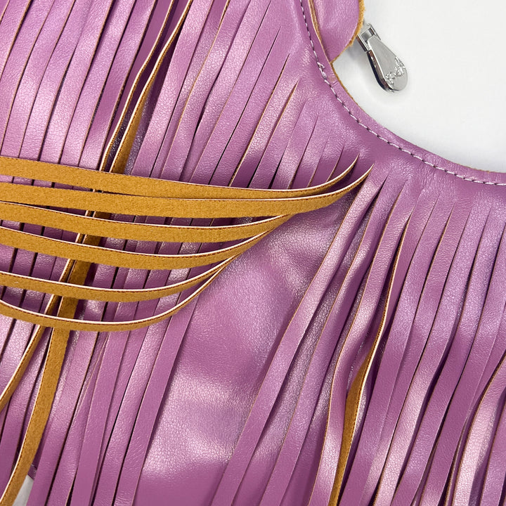 Lotus Faux Leather Fringe Sash Bag