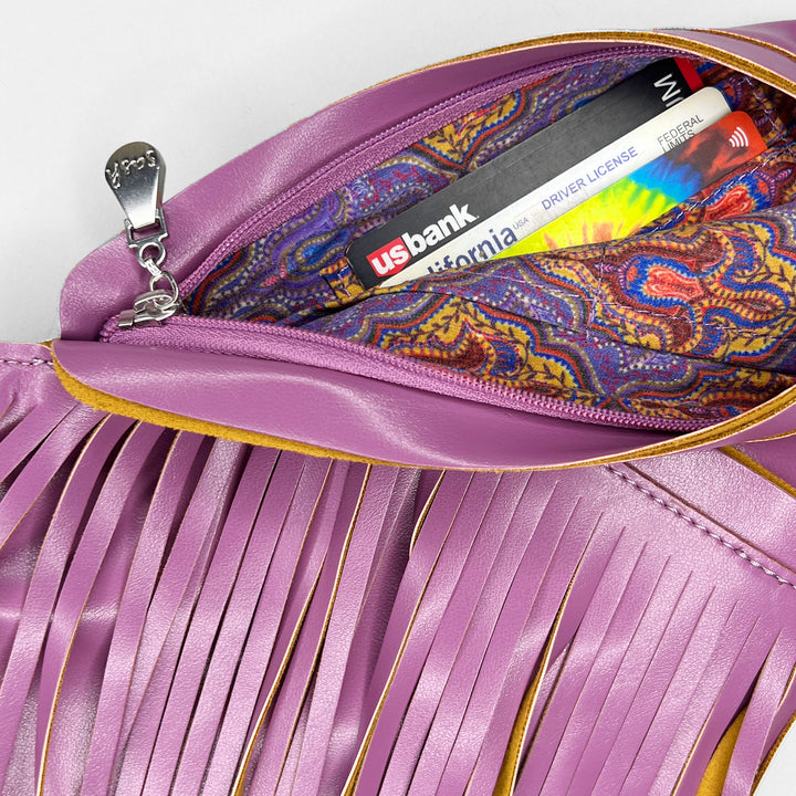 Lotus Faux Leather Fringe Sash Bag