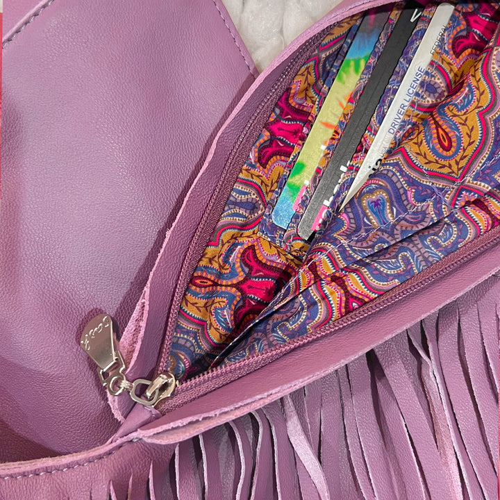Lotus Leather Fringe Sash Bag