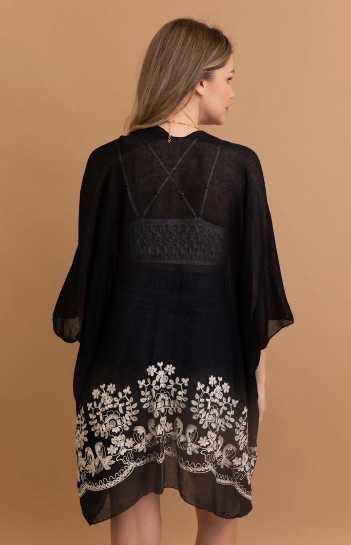 Floral Embroidered Kimono