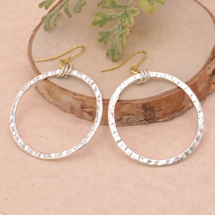 Textured Silver Earrings