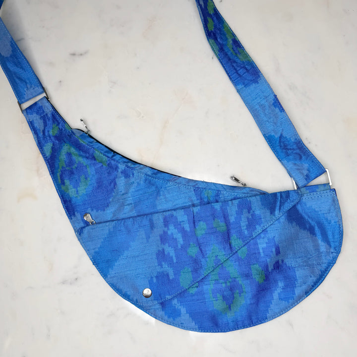 Susan Silk Ikat Half Sash Bag w/Leather (pre-order)